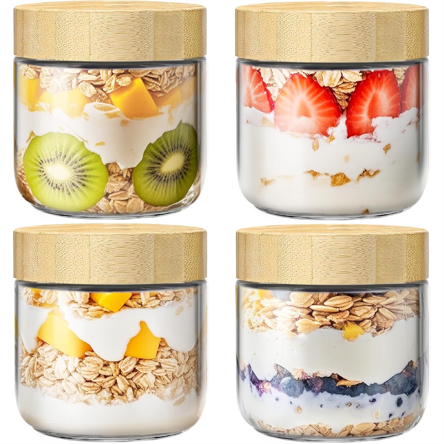 Meal Prep Overnight Oats - 4 Pack 10oz Overnight Oats Containers