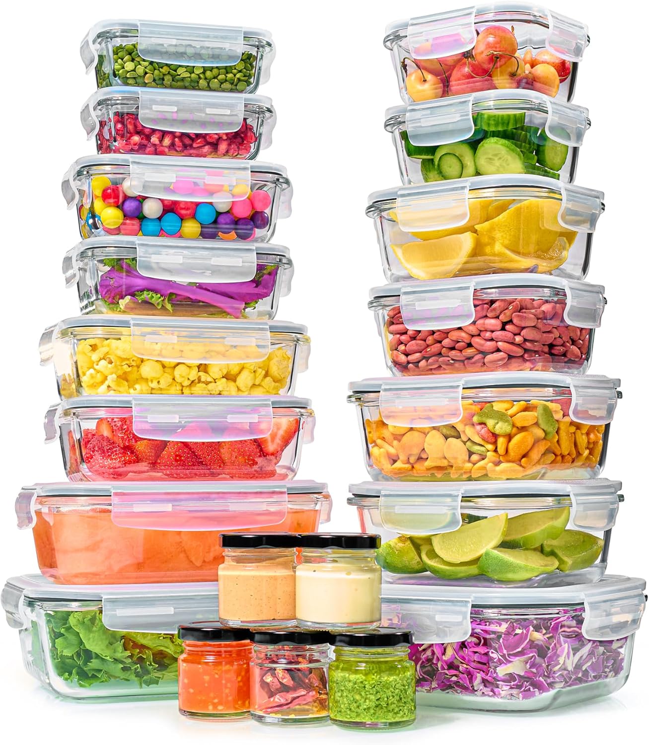 Meal Prep Box - 40pc Glass Food Storage Containers with