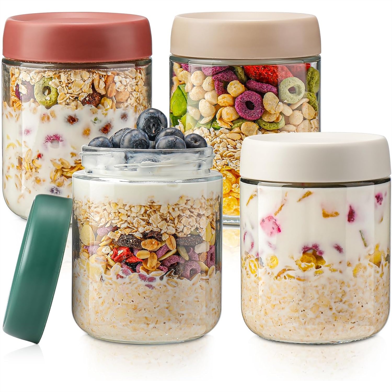 Meal Prep Overnight Oats - Glass Overnight Oats Containers with Lids,