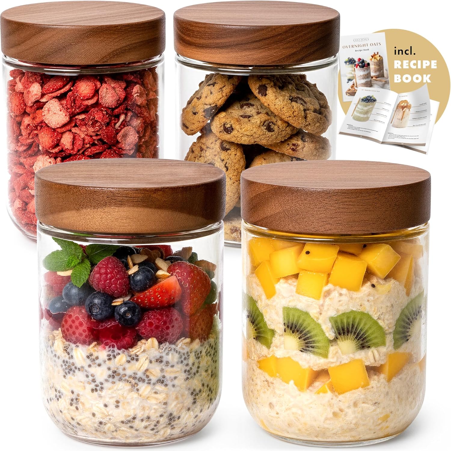 Meal Prep Overnight Oats - Overnight Oats Containers with Lids Acacia