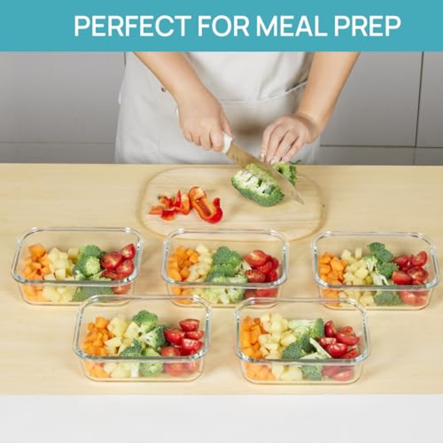5 Pack Glass Food Storage Cont - Meal Prep Glass Containers Oven Safe recensie en prijs