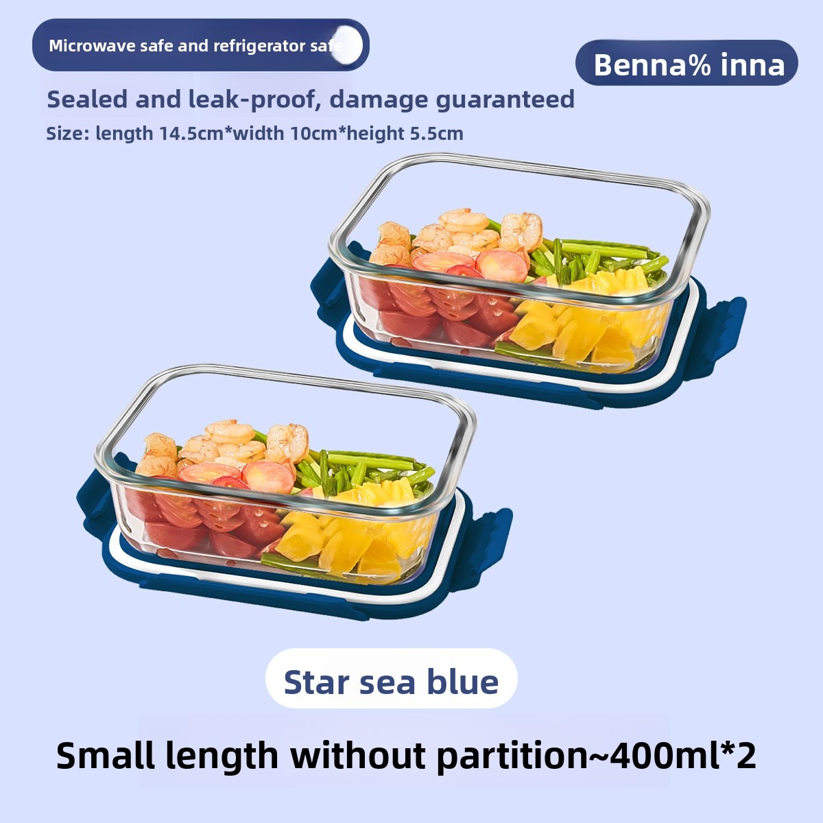 Star Sea Blue Glass Lunch Box  - Meal Prep Seafood recensie en prijs